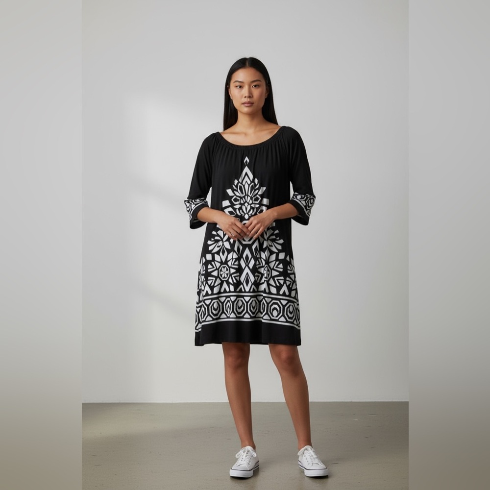 Windsmoor Black and White Geometric Dress L
